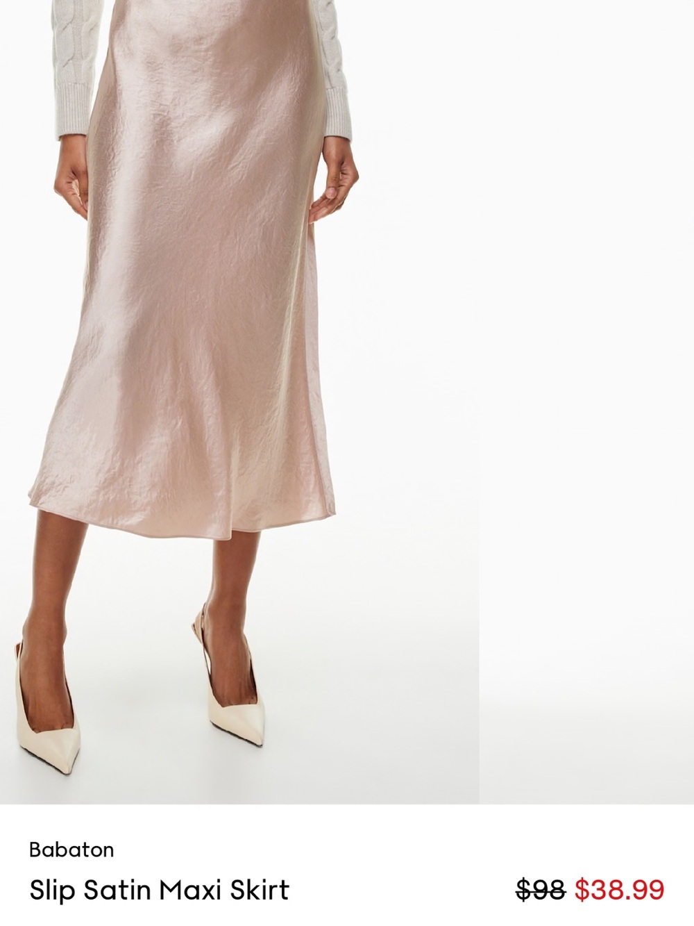 Babaton Blush Satin Slip Maxi Skirt - barely blush